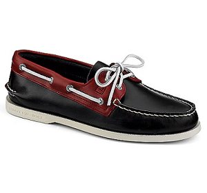 Authentic Original Cyclone Leather 2-Eye Boat Shoe - Dark Gray-Red Leather